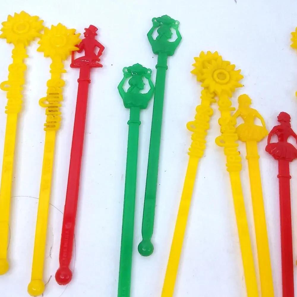 Vintage El San Juan Multicolor Swizzle Stirrers Set of 18